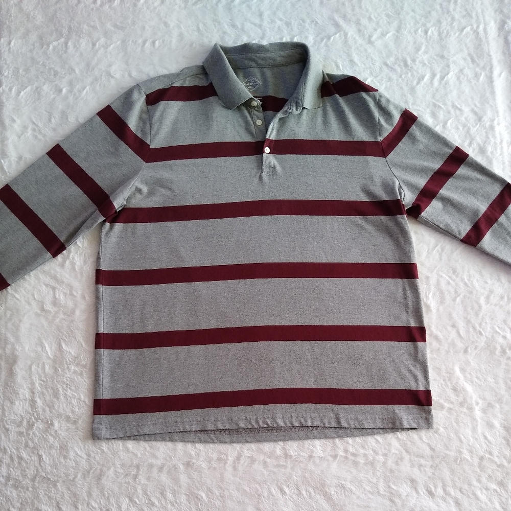 St. John's Bay Striped Long Sleeve Polo Shirt